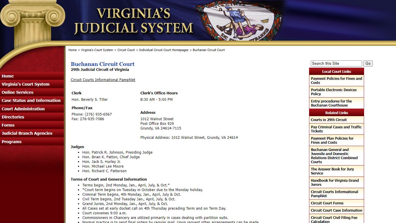 Buchanan Circuit Court - Judiciary of Virginia